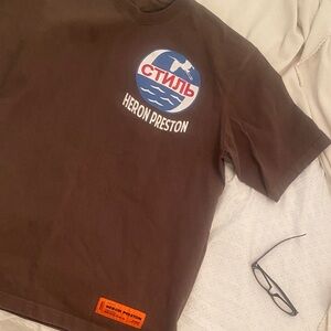 Heron Preston Chocolate Brown Logo Tee